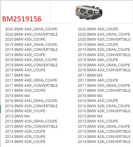 BMW 4 SERIES 2014-2020 — HID HEADLIGHT RH; W/O LOGO; W/ ADAPTIVE; 4_SERIES 2014-2020 ( CLICK IMAGE FOR TITMENTS )
