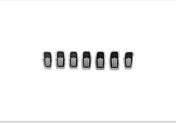 JEEP CHEROKEE 2014-2018 — GRILLE; CHROME MOLDING/BLACK INSERT; 7-PIECE SET; 2014-2018