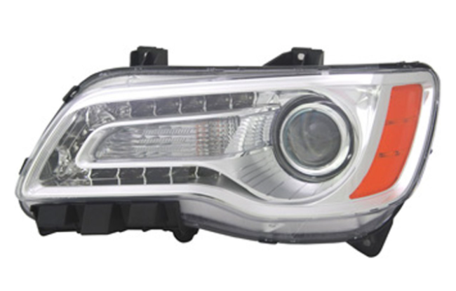 CHRYSLER 300 2011-2023 — HALOGEN HEAD LIGHT LH; CHROME BEZEL; 300 2011-2014