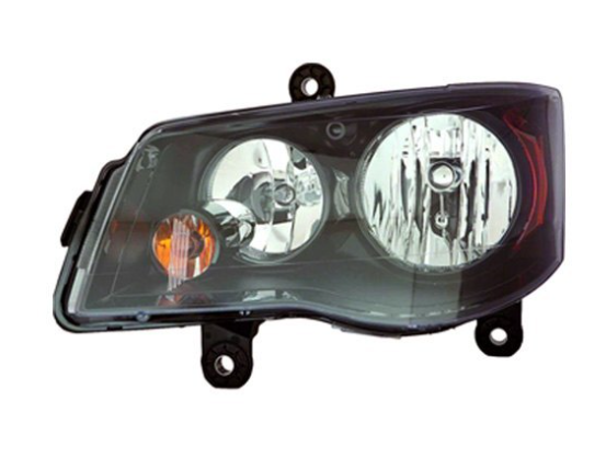 DODGE GRAND CARAVAN 2008-2020 — HALOGEN HEADLIGHT LH; BLACK BEZEL; CARAVAN 2011-2020; TOWN-COUNTRY 2014-2016 CAPA