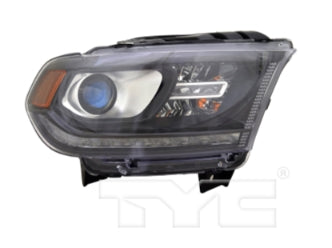 DODGE DURANGO 2011-2025 — HALOGEN HEADLIGHT RH; BLACK BEZEL; W/ LED DRL; W/O LOGO; 2016-2020 CAPA