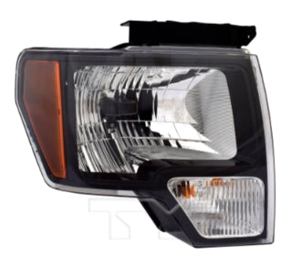 FORD PICKUP F150 2009-2014 — HALOGEN HEAD LIGHT RH; BLACK; LIGHTDUTY/ SVT_RAPTOR 2010-2014