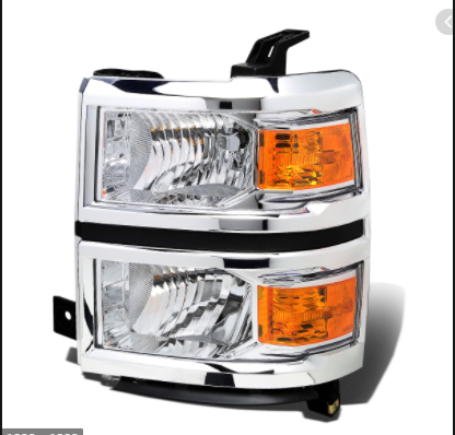 CHEVROLET SILVERADO PICKUP 2014-2018 — HALOGEN HEADLIGHT LH; CHROME; 1500 2014-2015