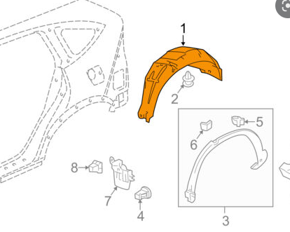 HONDA CRV 2012-2016 — REAR FENDER LINER RH; HEAT FORMED; CRV 2012-2016