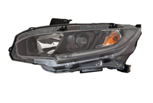 HONDA CIVIC 2016-2021 — HALOGEN HEADLIGHT LH; BLACK BEZEL; SEDAN/HBACK 2019-2021; COUPE 2019-2020