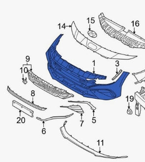 HYUNDAI ELANTRA 2024-2025 — FRONT BUMPER PRIMED; W/ 2 SENSORS; W/O N & N-LINE; LUXURY; 2024-2025 CAPA (86510AABA0)
