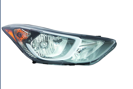 HYUNDAI ELANTRA 2014-2016 — HALOGEN HEAD LAMP RH; US BUILT; W/O LED POSITION; SEDAN 2014-2016