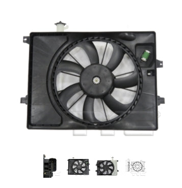 HYUNDAI ELANTRA 2014-2016 — DUAL RAD/CND FAN ASSEMBLY; W/ RESISTOR; 1.8L OR 2.0L; ELANTRA 14-16/COUPE 2014/GT 16-17; FORTE 15-16/FORTE5 15-18/KOUP 2015 (OE 25380-3X500)