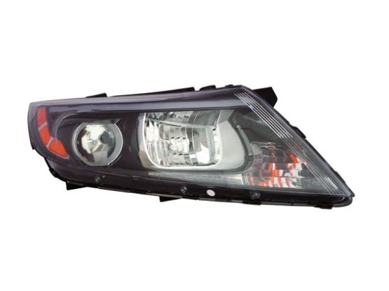 KIA OPTIMA 2011-2015 — HALOGEN HEADLIGHT RH; W/O LED; FOR EX/LX; USA BUILT; BLACK BEZEL; OPTIMA 2014-2015