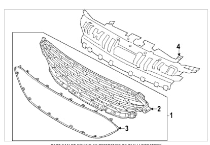 FORD ESCAPE/HYBRID 2020-2025 — GRILLE ASSEMBLY; INCLUDED MOLDING; ESCAPE/HYB 2023-2025 (PJ6Z-8200-BB)