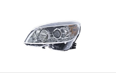 MERCEDES C-CLASS 2008-2011 — HALOGEN HEADLIGHT LH; CHROME RING; C230 08-09; C250 10-11; C300/C350/ C63_AMG 08-11 (FROM 09/02/2007) CAPA