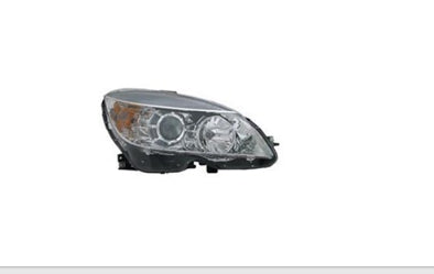 MERCEDES C-CLASS 2008-2011 — HALOGEN HEADLIGHT RH; CHROME RING; C230 08-09; C250 10-11; C300/C350/ C63_AMG 08-11 (FROM 09/02/2007) CAPA