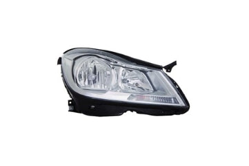 MERCEDES C-CLASS 2012-2021 — HALOGEN HEADLIGHT RH; CHROME BEZEL; C250/C250/C300 12-14; C63-AMG(4 DOOR) 12-14/2 DOOR 13-15 CAPA
