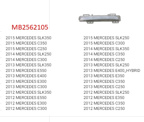 MERCEDES C-CLASS 2012-2021 — LED DAYTIME RUNNING LIGHT LH; COUPE/SEDAN; GRAY HOUSING; 2012-2015 (EXCEPT C63) CAPA