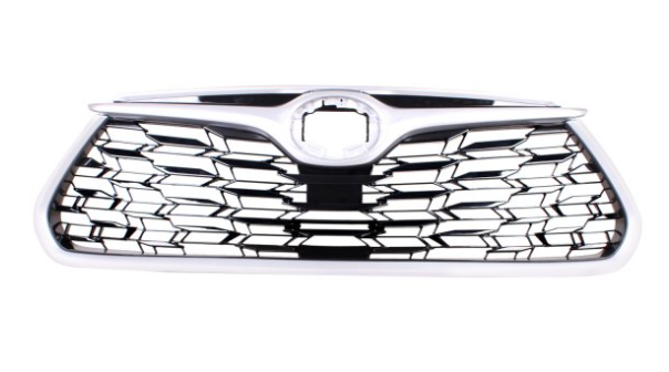 TOYOTA HIGHLANDER/HYB 2020-2025 — FRONT GRILLE; BLACK/GLOSS SILVER MOLDING; FOR L/LE/XLE; HIGHLANDER/HYB 2020-2025