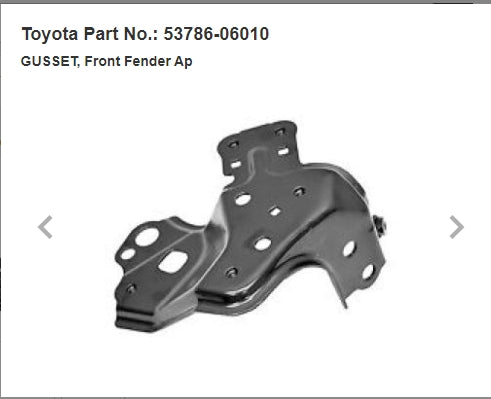 TOYOTA CAMRY 2018-2024 — FENDER BRACKET RH; CAMRY 2018-2024; AVALON 2019-2022