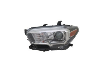 TOYOTA TACOMA 2016-2023 — HALOGEN HEADLIGHT LH; BLACK; HALOGEN FOG; W/ LED DRL; 2016-2023