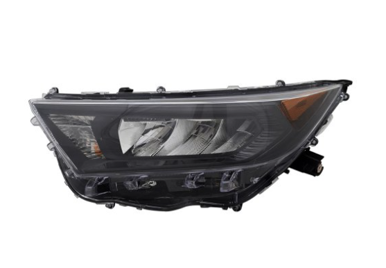 TOYOTA RAV4 2019-2025 — HEADLIGHT LH; BLACK BEZEL; LE TRIM; W/O HYB; N-AMERICA BUILT; 2019-2025