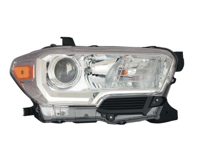 TOYOTA TACOMA 2016-2023 — HEAD LAMP HALOGEN RH; CHROME; W/O LED DRL & FOG; FOR SR; 2016-2018