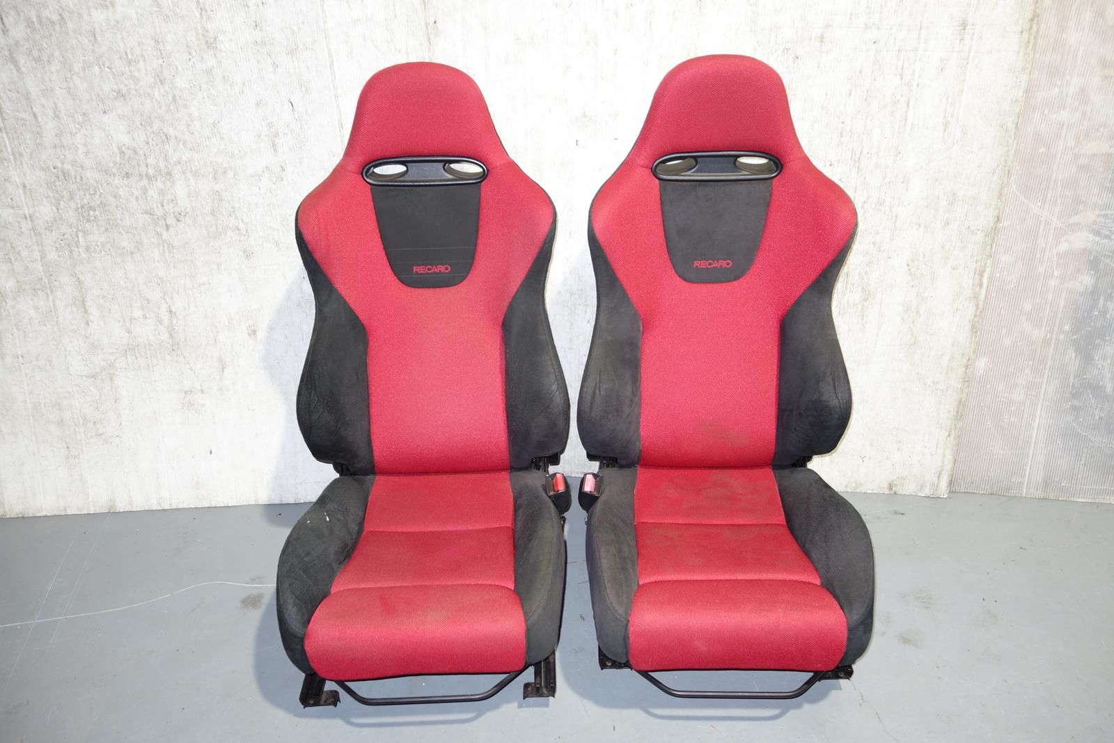 JDM Honda Civic Type R Ep3 Recaro Seats Front Recaros Seat With Rails Red / Black 2001 2002 2003 2004 2005