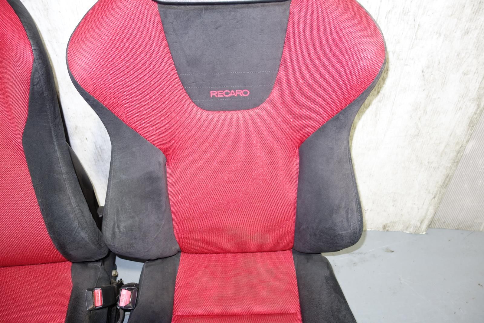 JDM Honda Civic Type R Ep3 Recaro Seats Front Recaros Seat With Rails Red / Black 2001 2002 2003 2004 2005