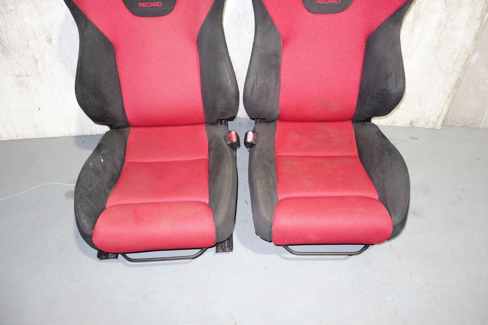 JDM Honda Civic Type R Ep3 Recaro Seats Front Recaros Seat With Rails Red / Black 2001 2002 2003 2004 2005