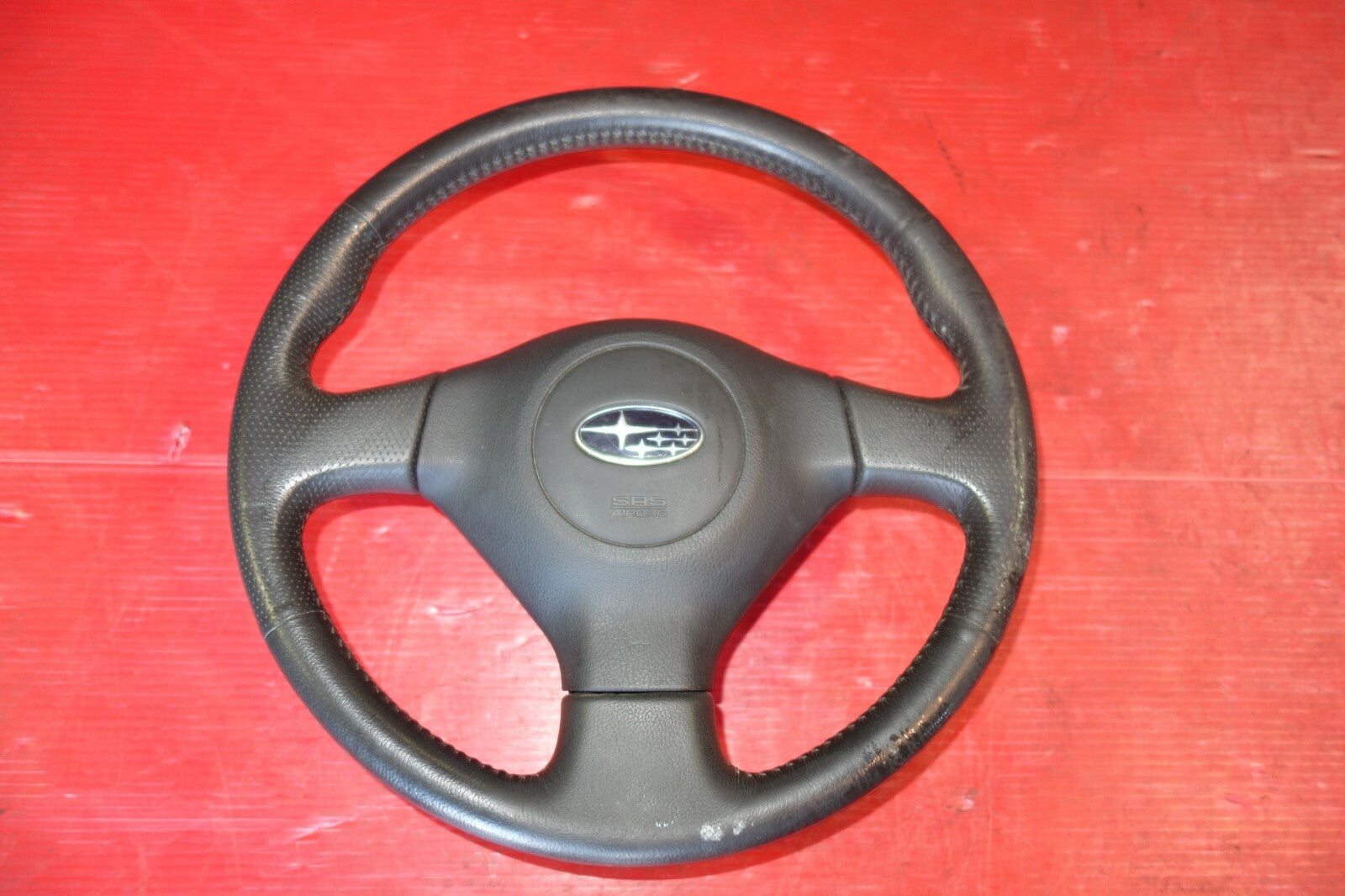 JDM Subaru Impreza Forester Legacy 3 Spoke Leather Steering Wheel & Hub #6209