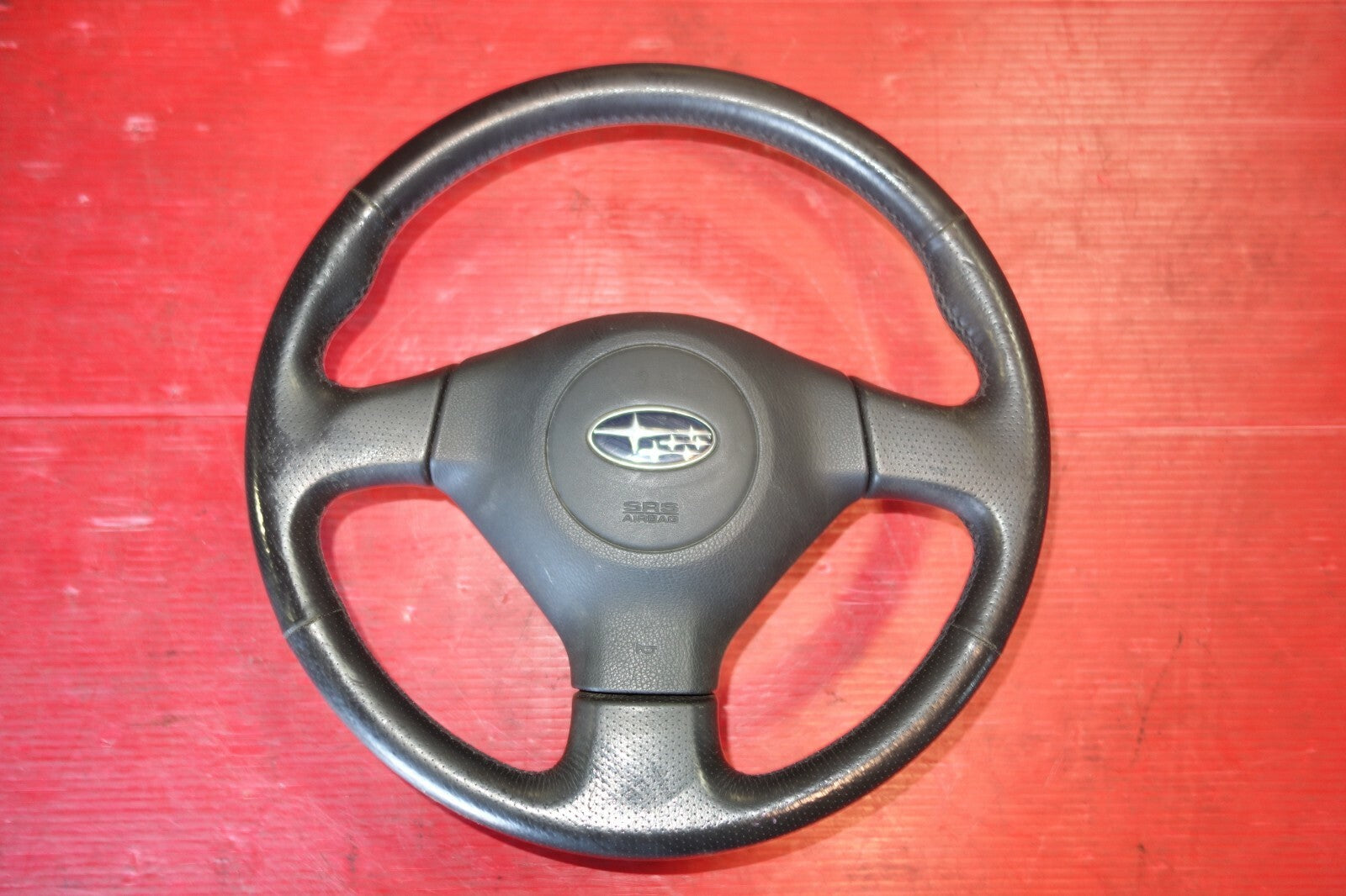 JDM Subaru Impreza Forester Legacy 3 Spoke Leather Steering Wheel & Hub #6198