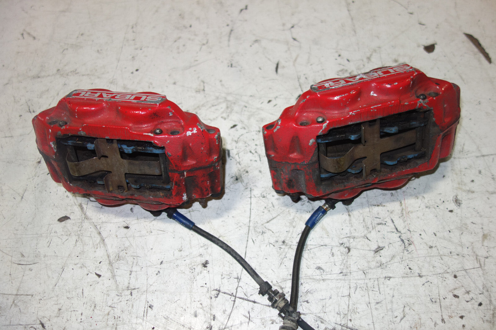 JDM Subaru Impreza WRX STi Legacy Forester Front 4 Pot Piston Brake Calipers RED