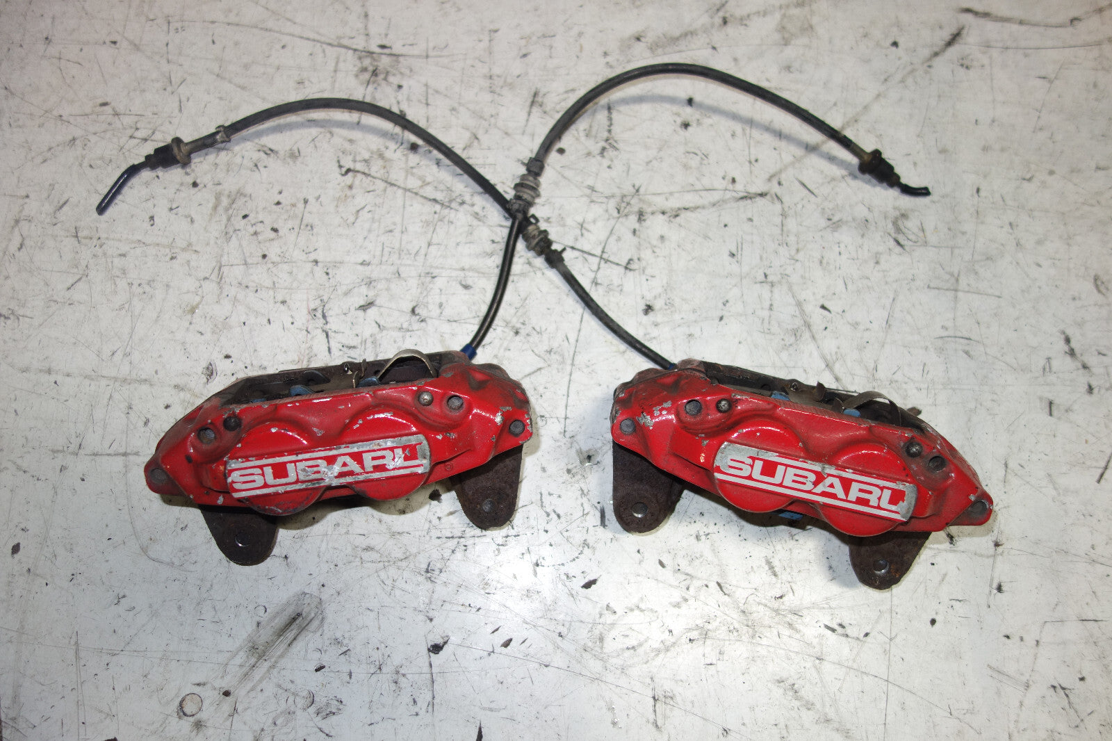 JDM Subaru Impreza WRX STi Legacy Forester Front 4 Pot Piston Brake Calipers RED