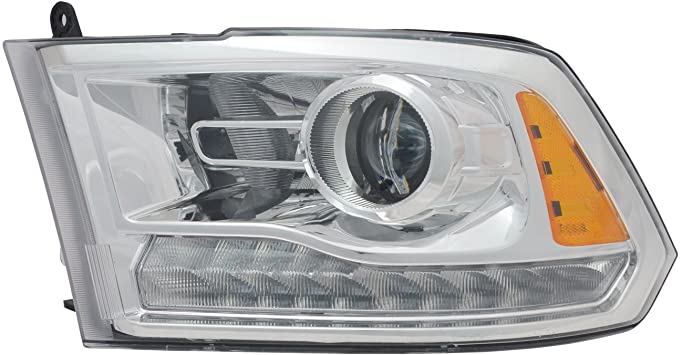 RAM RAM PICKUP-RAM 2011-2018 — HALOGEN PROJECTOR STYLE HEADLIGHT LH; CHROME; PICKUP-RAM 15-3500 2013-2015