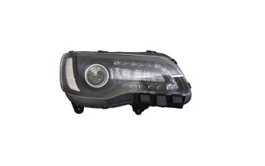 CHRYSLER 300 2011-2023 — HALOGEN HEAD LIGHT RH; BLACK; W/ LED DRL; 300 2018-2023
