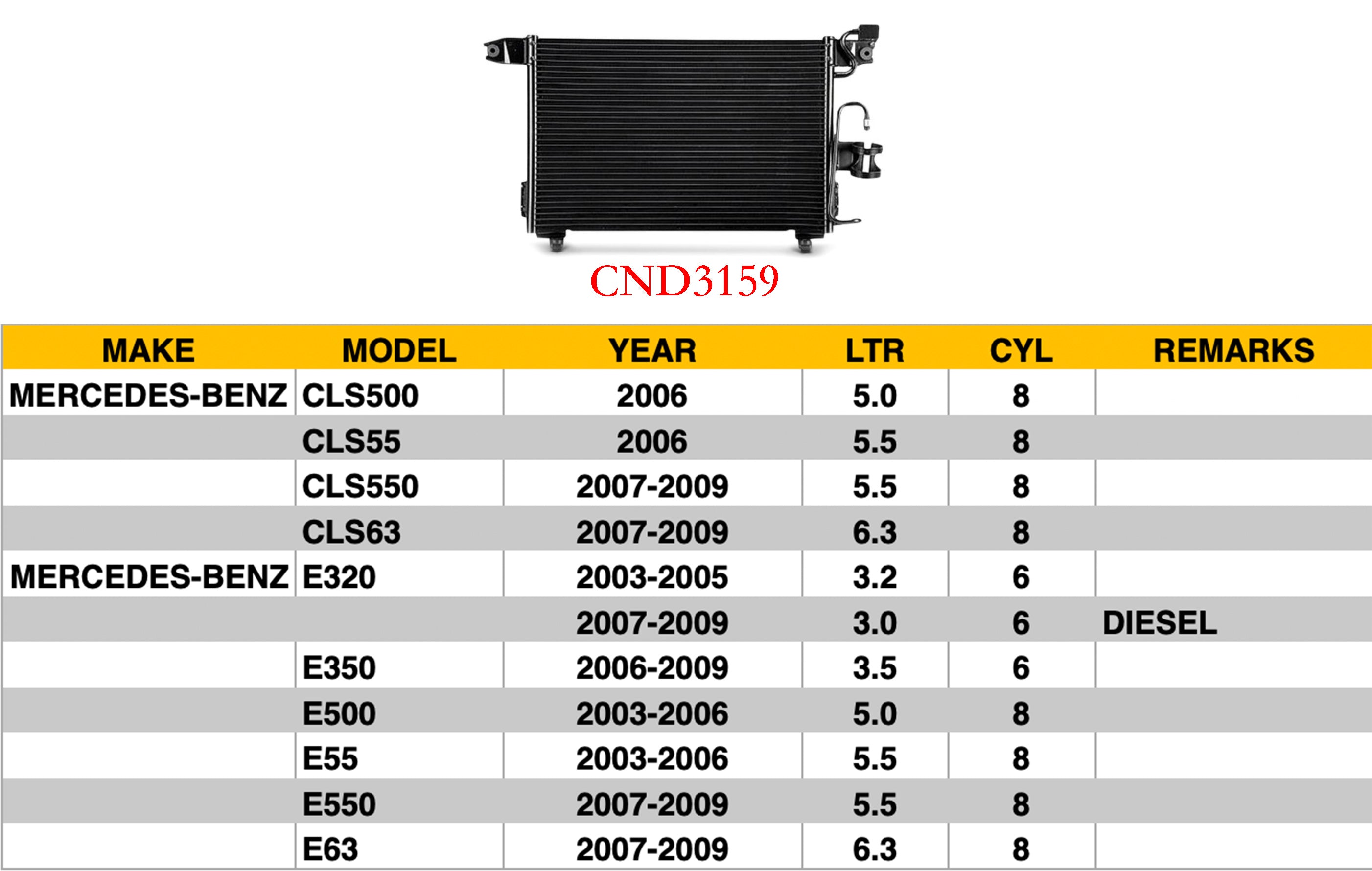 MERCEDES E-CLASS 2003-2009 — CONDENSER FOR MERCEDES C-CLASS & E-CLASS ; CLICK THE IMAGE FOR MORE DETAILS