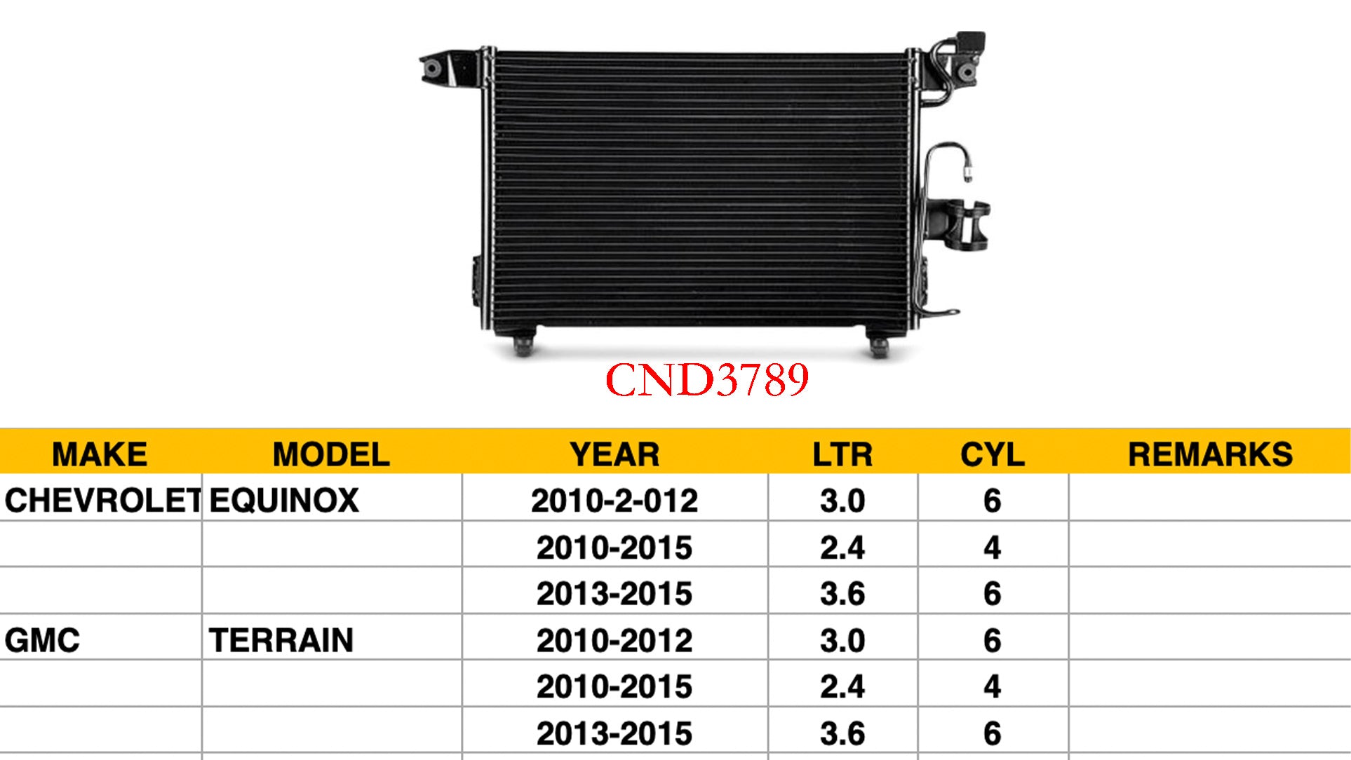 CHEVROLET EQUINOX 2010-2017 — CONDENSER FITS CHEVROLET EQUINOX & GMCTERAIN ; CLICK IMAGE FOR MORE DETAILS