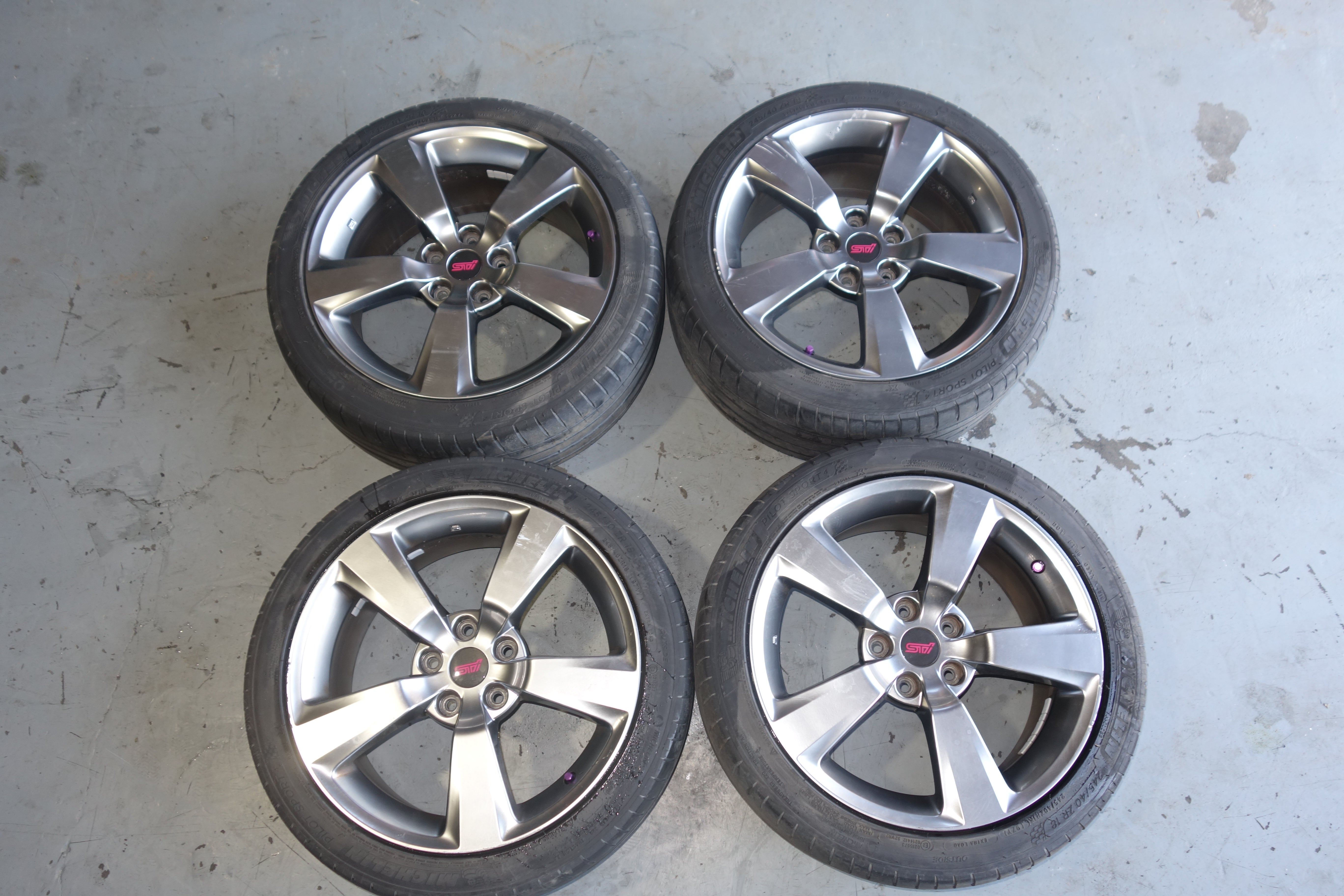 JDM Subaru WRX STI GRB OEM 5x114.3 18x8.5 +55 Lightweight Alloy Wheels with Tires 245/40R18