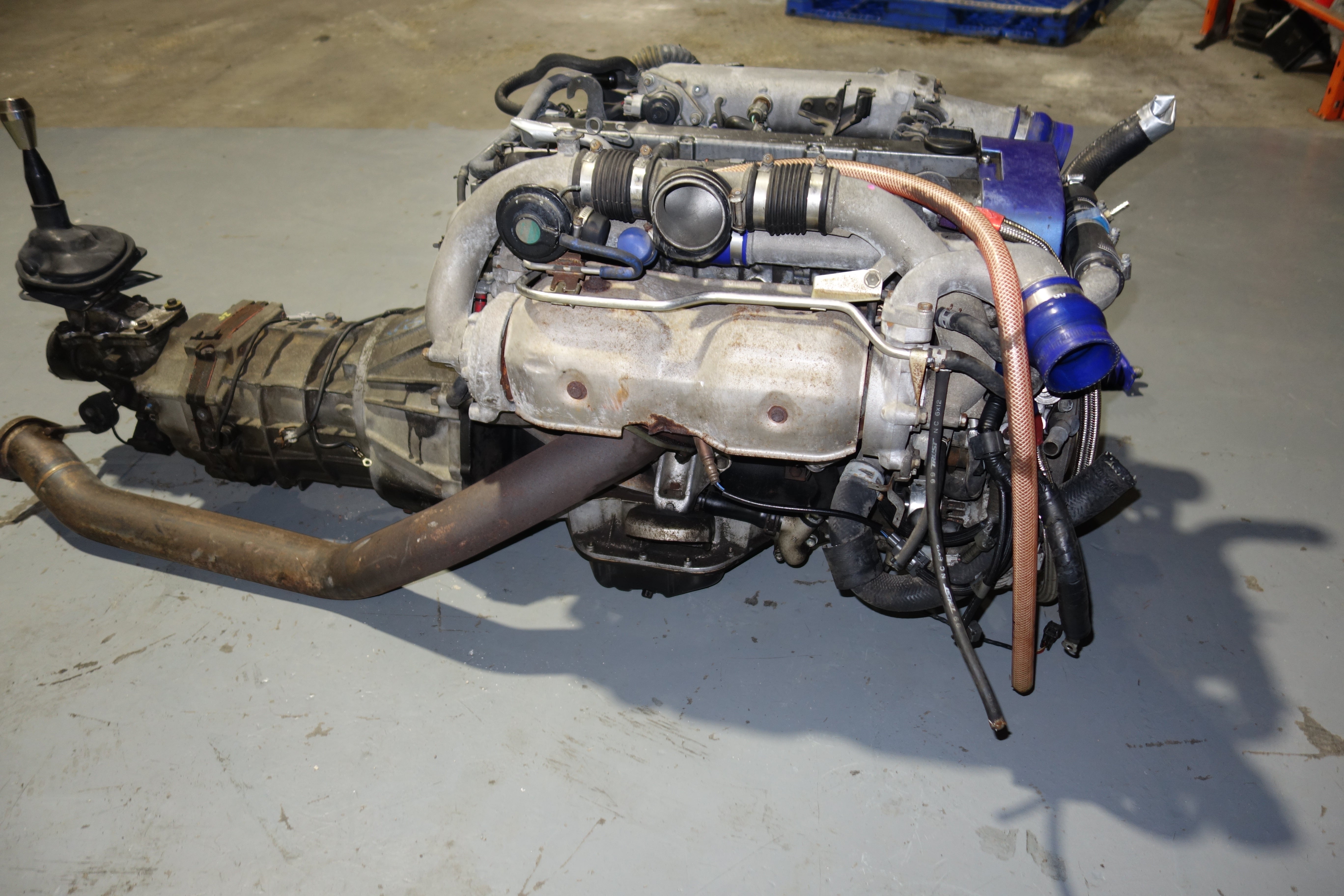 JDM Toyota Supra 1990-1993 1JZ-GTE Non-VVTi 2.5L Twin Turbo Engine & R154 5-Speed Manual Transmission Swap with Apexi Power FC ECU, Wiring Harness & Greddy Electronics