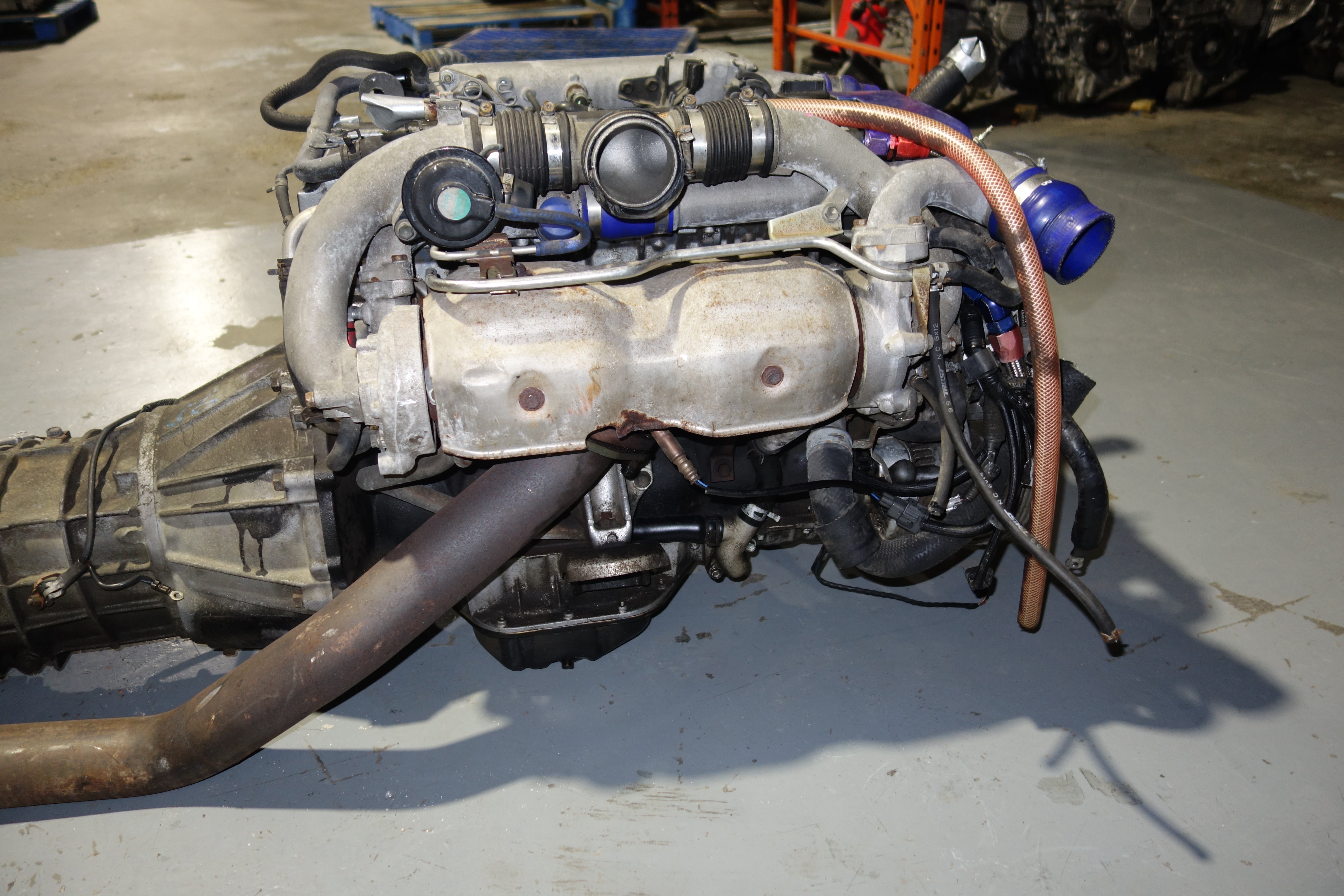 JDM Toyota Supra 1990-1993 1JZ-GTE Non-VVTi 2.5L Twin Turbo Engine & R154 5-Speed Manual Transmission Swap with Apexi Power FC ECU, Wiring Harness & Greddy Electronics