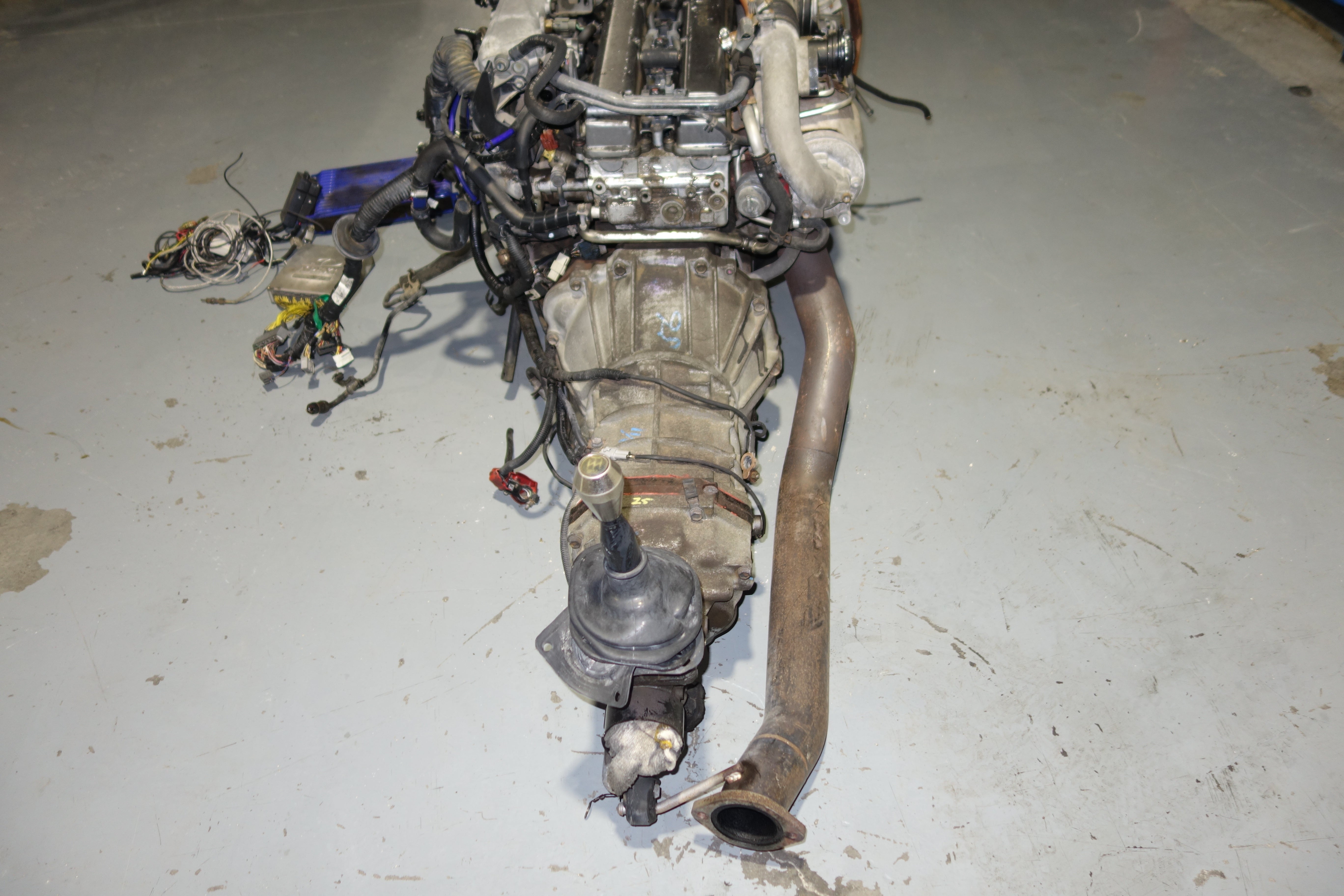 JDM Toyota Supra 1990-1993 1JZ-GTE Non-VVTi 2.5L Twin Turbo Engine & R154 5-Speed Manual Transmission Swap with Apexi Power FC ECU, Wiring Harness & Greddy Electronics