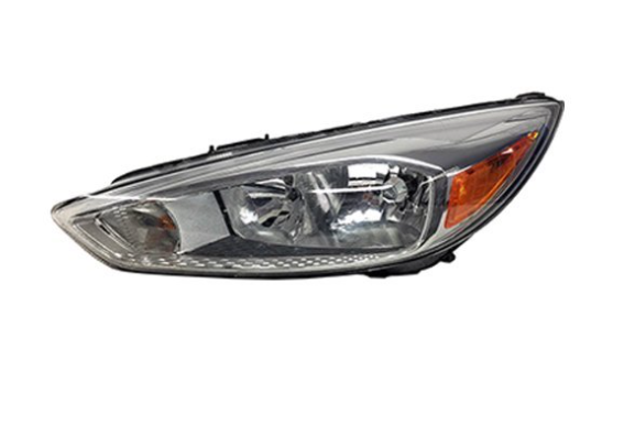FORD FOCUS 2012-2018 — HALOGEN HEADLIGHT LH; ALUMINUM BEZE; W/ BULB DRL; FOCUS 2015-2018