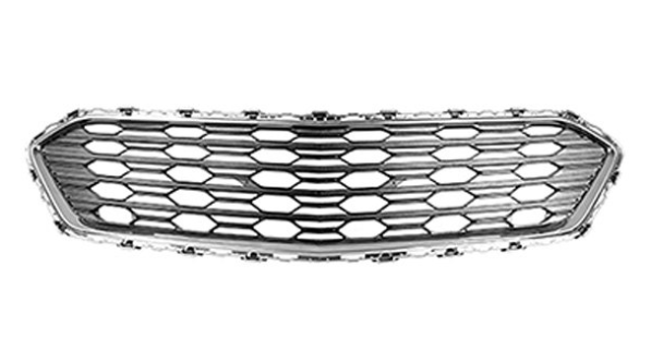 CHEVROLET CRUZE 2016-2019 — FRONT CENTER GRILLE; BLACK/CHROME; L/LS/LT MODELS; SEDAN 16-18/HBACK 17-18