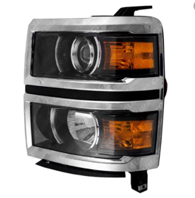 CHEVROLET SILVERADO PICKUP 2014-2018 — HALOGEN PROJECTOR HEADLIGHT LH; FITS LTZ/HIGH COUNTRY; 1500 2014-2015
