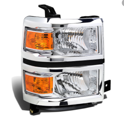 CHEVROLET SILVERADO PICKUP 2014-2018 — HALOGEN HEADLIGHT RH; CHROME; 1500 2014-2015 CAPA