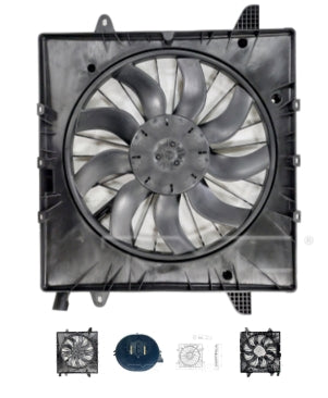 GMC ACADIA 2017-2019 — RAD/CND FAN ASSY; 2.5L/3.6L; BRUSHLESS MOTOR; ACADIA/ 17-19; XT5 17-19; BLAZER 2019 (OE 23412299)