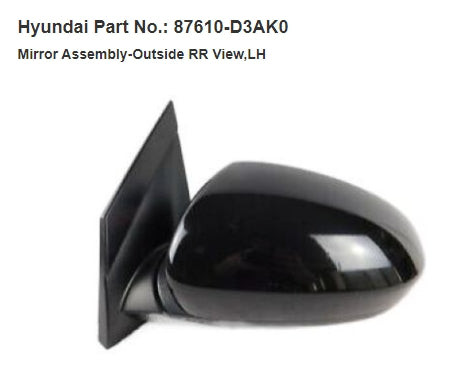 HYUNDAI TUCSON 2016-2021 — MIRROR LH; PTM COVER; POWER/BSD/HEATED; TUCSON 2019-2021