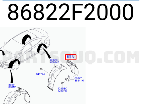 HYUNDAI ELANTRA 2017-2018 — REAR REARWARD FENDER LINER RH; KOREA BUILT; 1.4T/2.0L; SEDAN 2017-2018