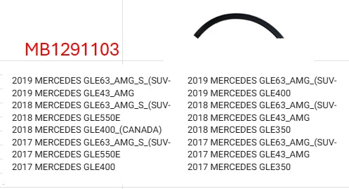 MERCEDES GLE 2016-2019 — FRONT REARWARD WHEEL ARCH TRIM RH; PTM; 2017-2019 CAPA (CHECK IMAGE FITMENTS)