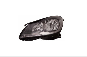 MERCEDES C-CLASS 2012-2021 — HALOGEN HEADLIGHT LH; BLACK BEZEL; C250/C350/C63-AMG 2012-2015; C300 2012-2014