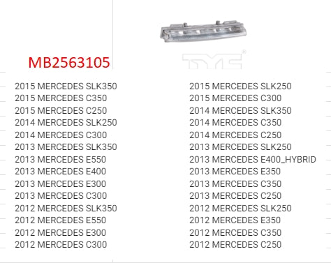 MERCEDES C-CLASS 2012-2021 — LED DAYTIME RUNNING LIGHT RH; COUPE/SEDAN; GRAY HOUSING; 2012-2015 (EXCEPT C63) CAPA