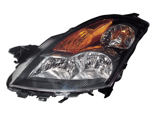 NISSAN ALTIMA 2007-2012 — HEAD LAMP HALOGEN LH; BLACK BEZEL; ALTIMA/HYBRID 2007