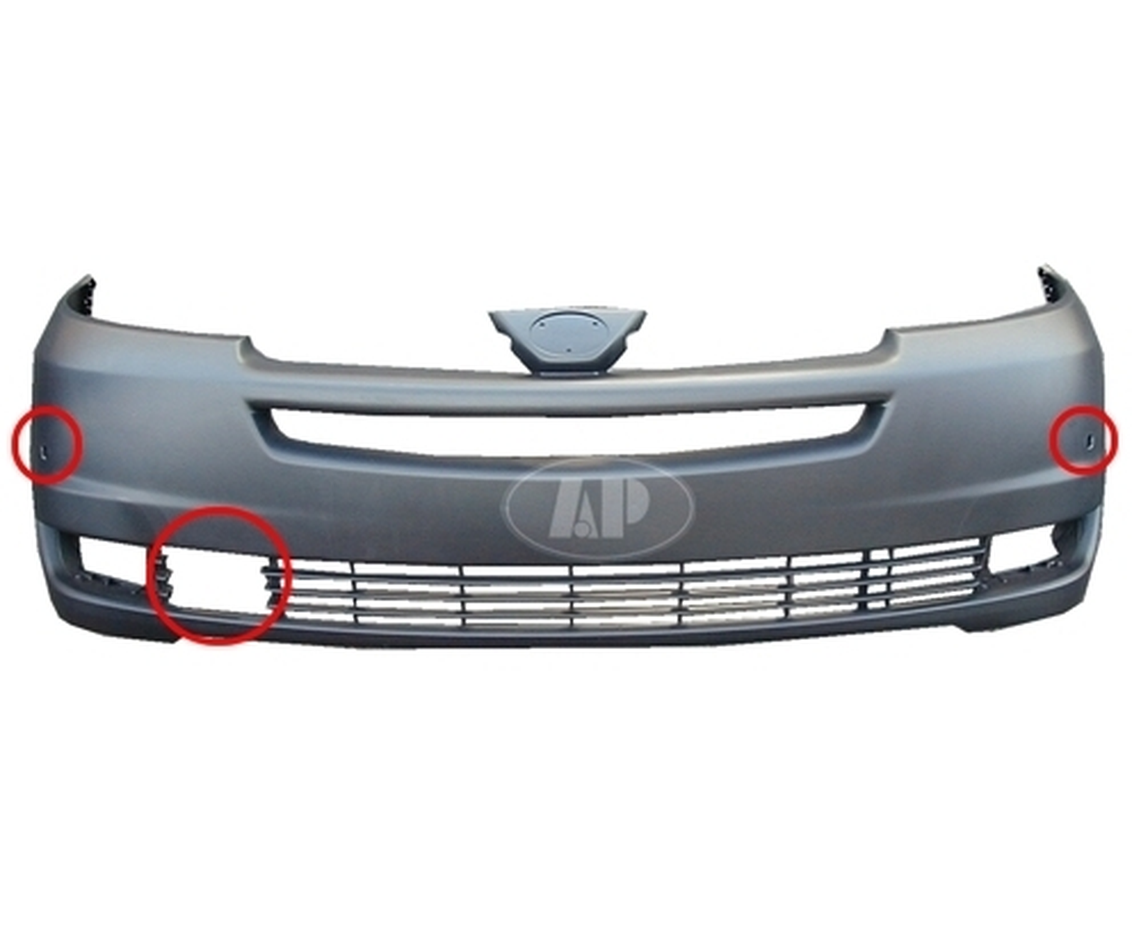 TO1000269 toyota sienna 2004 2005 bumper front primed with radar sensor hole to1000269 1